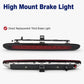 High-mounted brake light with red lens and black housing, front view