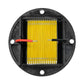 Ribbon tweeter diaphragm driver with yellow ribbon, red and black lead wires on black mount