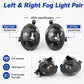 Left and right fog light pair with clear lenses and black housings