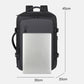 Black backpack dimensions 45cm x 30cm x 20cm with front laptop sleeve