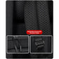 Black backpack shoulder straps with breathable honeycomb texture