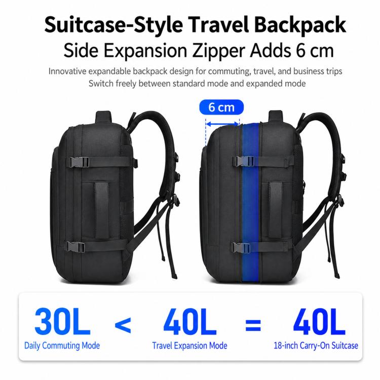 REMOID K953 Expandable Travel Backpack 40L Business Laptop Bag