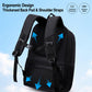 Large black laptop backpack with padded back panel, breathable mesh, and adjustable shoulder straps