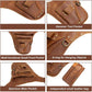 Brown leather tool waist bag detail: small front pocket, D-ring, and main pouch