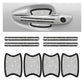 Rhinestone car door handle sticker set, black and silver sparkle, 8-piece