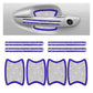 Rhinestone car door handle sticker set, blue and silver sparkle, 8-piece