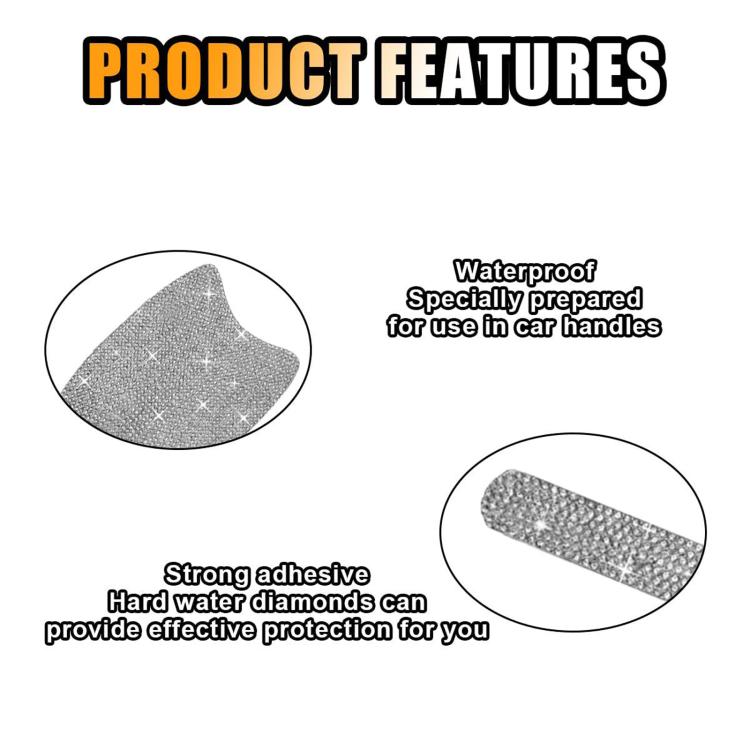 Car door handle rhinestone sticker set with waterproof adhesive and hard coating