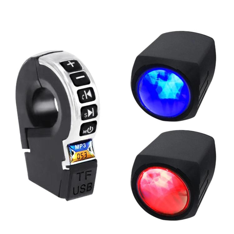 Black wristband Bluetooth speaker with handlebar control switch and blue/red indicator light