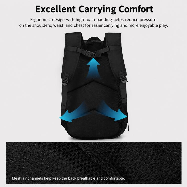 Black basketball backpack with adjustable shoulder straps and breathable mesh back panel