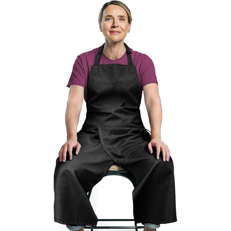 Split Leg Pottery Apron Adjustable Cotton Blend Overlapping Bib Apron with Pockets & Loops