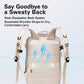 Beige backpack with breathable mesh back panel and padded adjustable shoulder straps