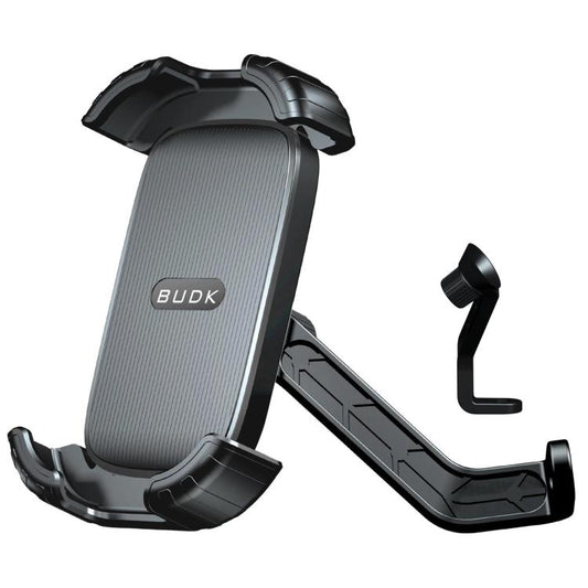 BUDK T02 Thickened Retractable Motorcycle Phone Holder Shockproof Bicycle Navigation Mount For Outdoor Riding, Rearview Mirror Black, Rearview Mirror Black Orange, Handlebar Black, Handlebar Black Orange
