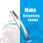 Racing fuel filler hose with clear tubing, gray threaded end, and white tip