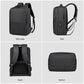 Laptop backpack side, back, and bottom views with adjustable shoulder straps