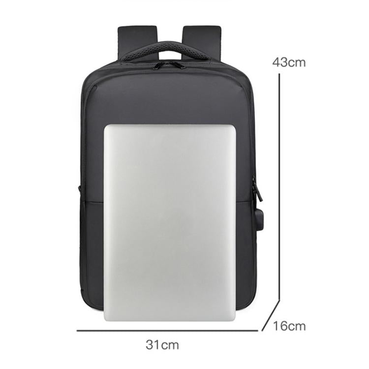 Waterproof laptop backpack, front panel, two shoulder straps, 43x31x16 cm size
