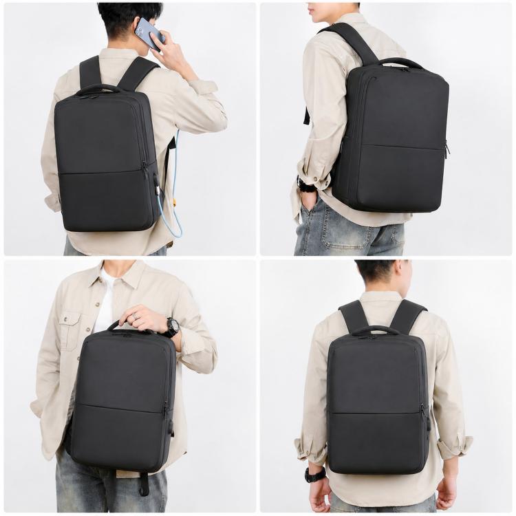Laptop backpack worn on back with adjustable shoulder straps