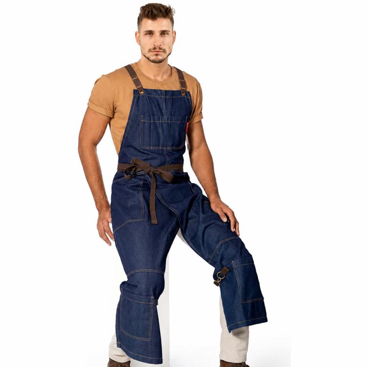 Split Leg Apron Cross Back Tool Work Apron with Pockets for Barber Pottery Tattoo Artist