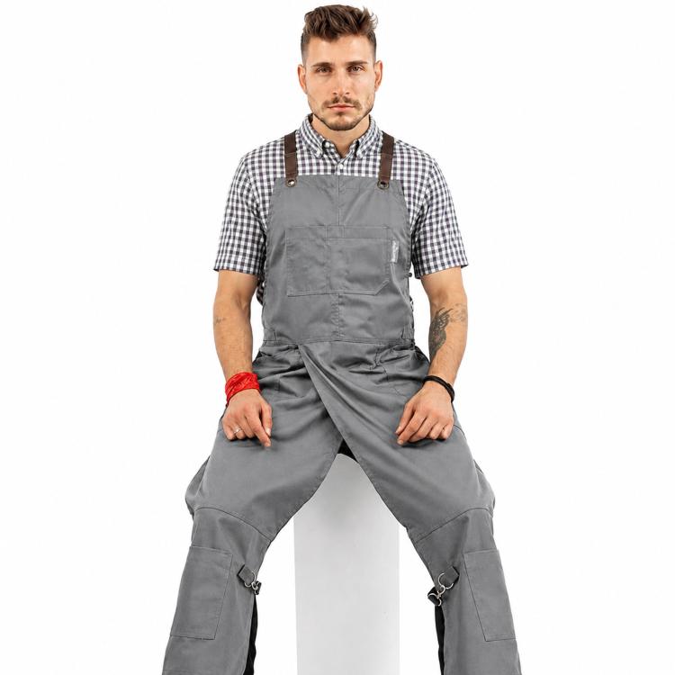 Split Leg Apron Cross Back Tool Work Apron with Pockets for Barber Pottery Tattoo Artist