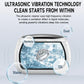 White ultrasonic cleaner with open basin and inner cleaning cavity illustration