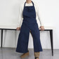 Deep blue adjustable halter split-leg apron with 3 pockets