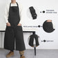 Black halter apron with adjustable strap, multi pockets, and split hem