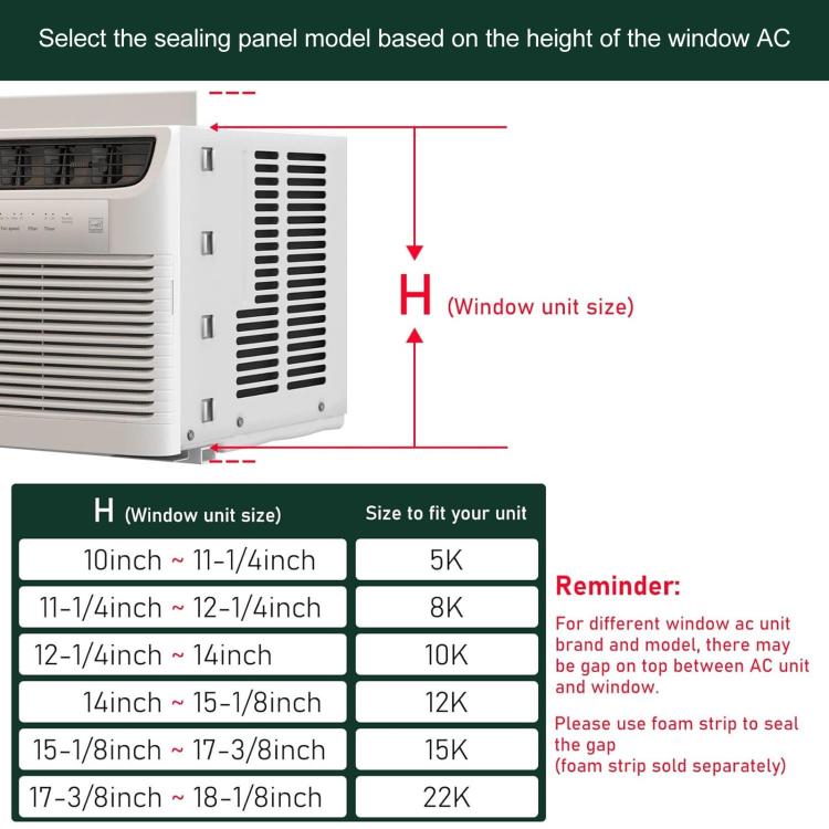 Insulated window AC side panel kit with white frame and accordion filler panel