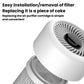 Air purifier with top fan opening and filter cartridge being removed