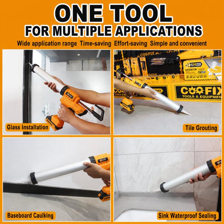 COOFIX 6-Speed Adjustable Grout Tool Portable Auto-Retract Caulk Applicator, No Battery & Charger