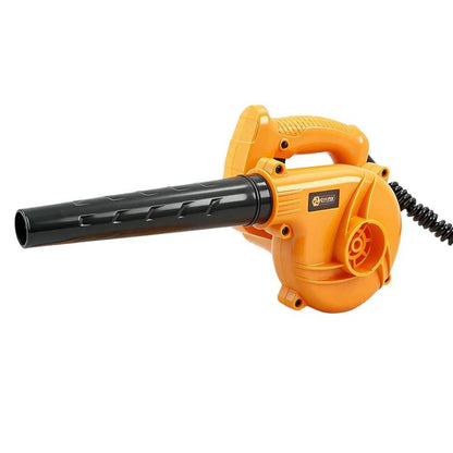 Orange electric blower with black nozzle tube and side corded air outlet