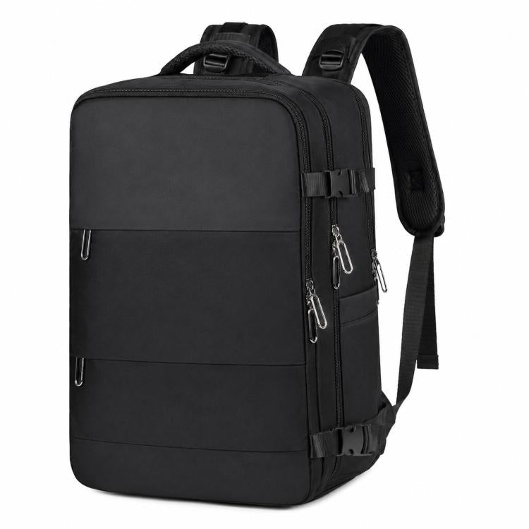 REMOID black travel backpack with front zip pockets and padded shoulder straps