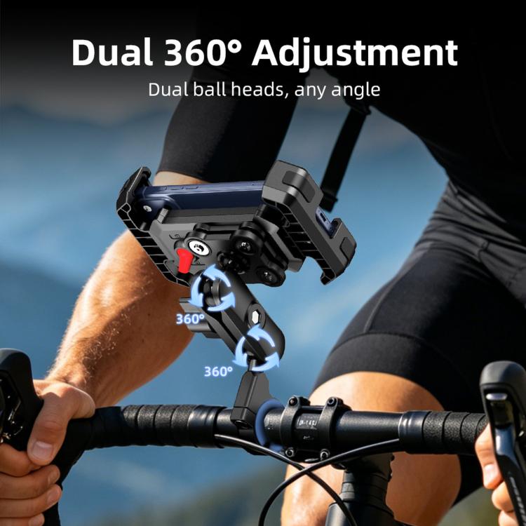 Dual 360-degree adjustable phone mount with ball heads, black