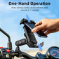 One-hand release bike phone holder clamp securing phone, black
