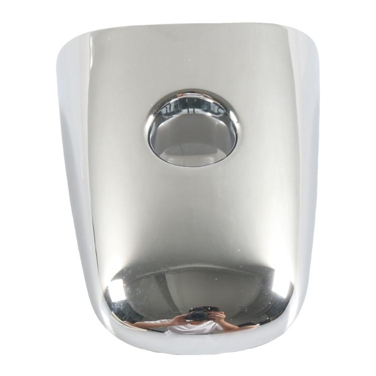 Chrome door handle cap cover with oval opening and smooth curved surface