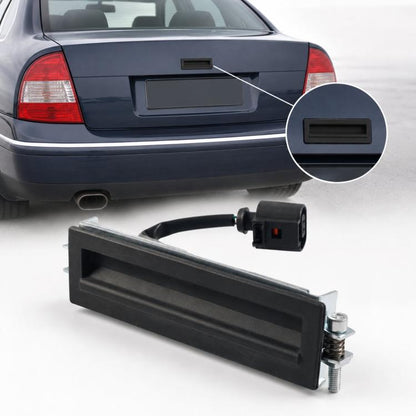 Trunk lid release switch assembly for Volkswagen Passat, black housing with wiring