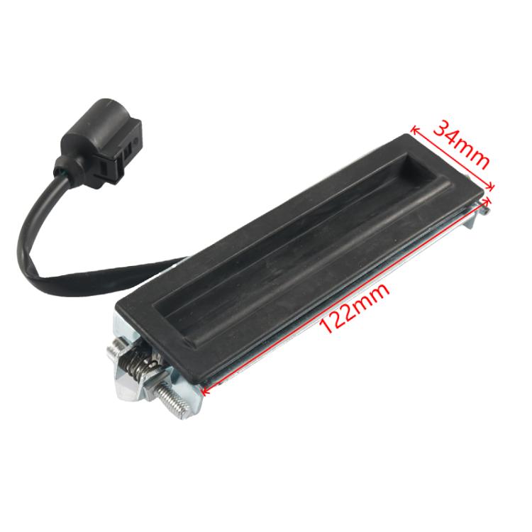 Trunk lid release switch with size marks: 34mm width and 122mm length