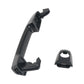 Door handle mounting bracket and cover, dark black plastic with clips