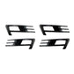 Set of black fog light air knife trim inserts shown from multiple angles