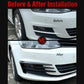 Fog light air knife trim on front bumper shown as before-and-after comparison