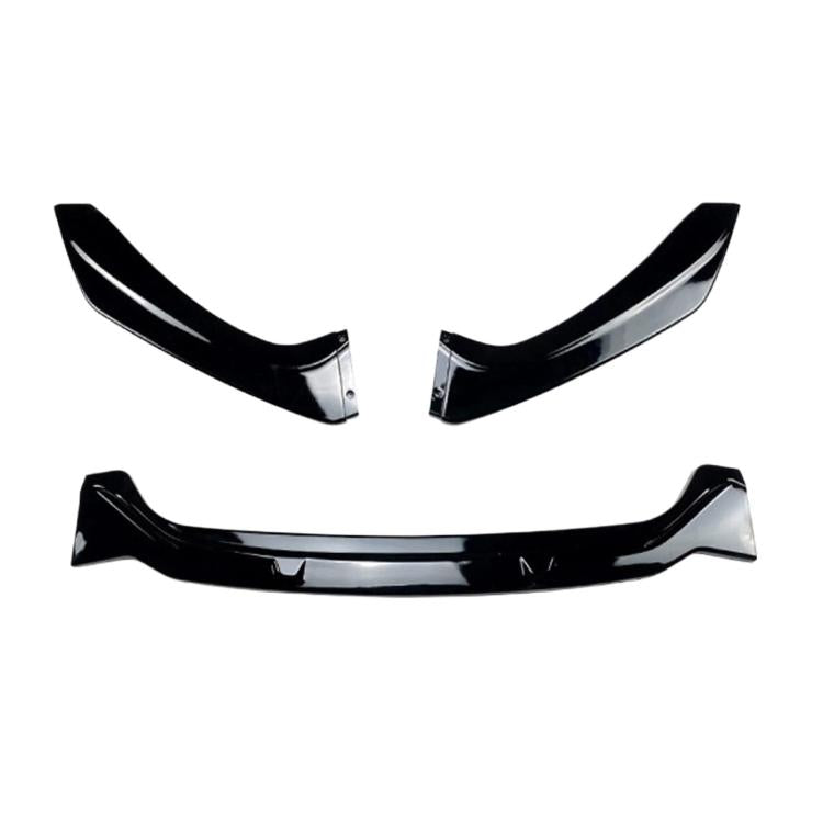 Black front lip spoiler sticker set with two side pieces and center strip