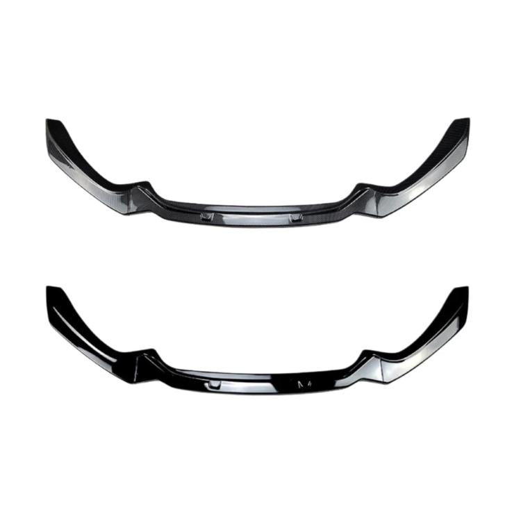 Gloss black front lip spoiler sticker set with two side pieces and center strip