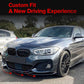 Front lip spoiler sticker installed on BMW front bumper for a custom fit look