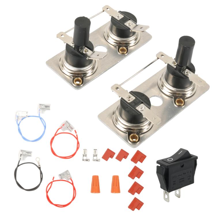 RV water heater hi-limit switch and thermostat kit with two sensors and terminals