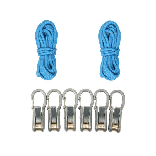 Retractable Paracord Tensioner Kit With Locking Carabiner Clips With 3m Nylon Cord For RV Camping, Tent, 2 Ropes & 6 Hooks, 6 Ropes & 6 Hooks