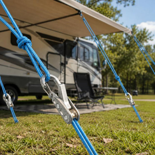 Retractable Paracord Tensioner Kit With Locking Carabiner Clips With 3m Nylon Cord For RV Camping, Tent, 2 Ropes & 6 Hooks, 6 Ropes & 6 Hooks