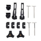 Pickup truck bed cover T-type clamp fastener kit with black brackets and silver screws