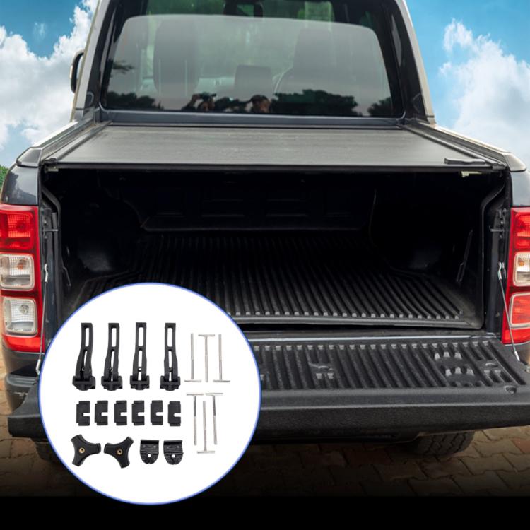 Pickup truck bed cover T-type clamp fastener set, black clamp parts and metal bolts