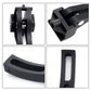 Black T-type pickup bed cover clamp bracket with threaded insert, close-up angles