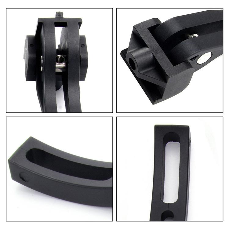 Black T-type pickup bed cover clamp bracket with threaded insert, close-up angles