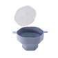 Gray collapsible microwave popcorn popper bowl with clear lid