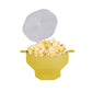 Earthy yellow collapsible microwave popcorn popper bowl with clear lid